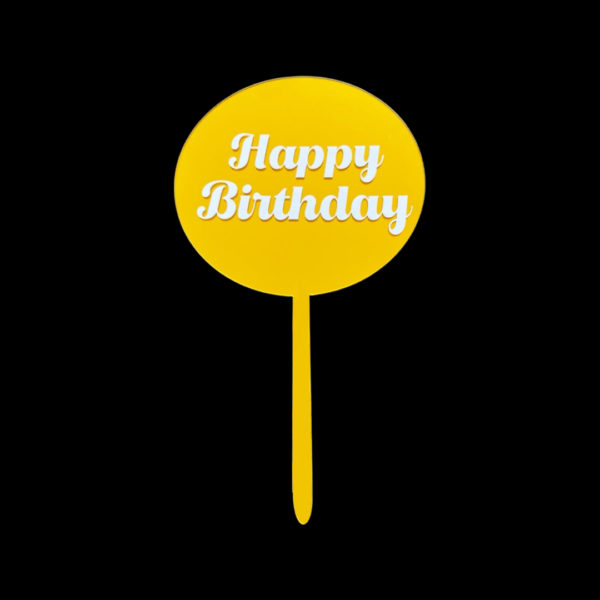 Happy Birthday Circle (Gold with White Text)